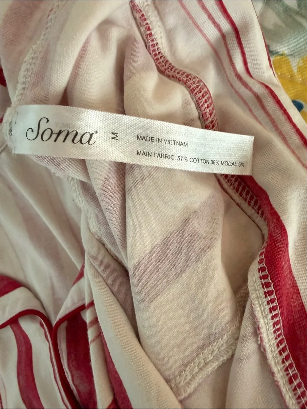 Soma Red Candy Cane Stripe Pajama Set Cotton Modal